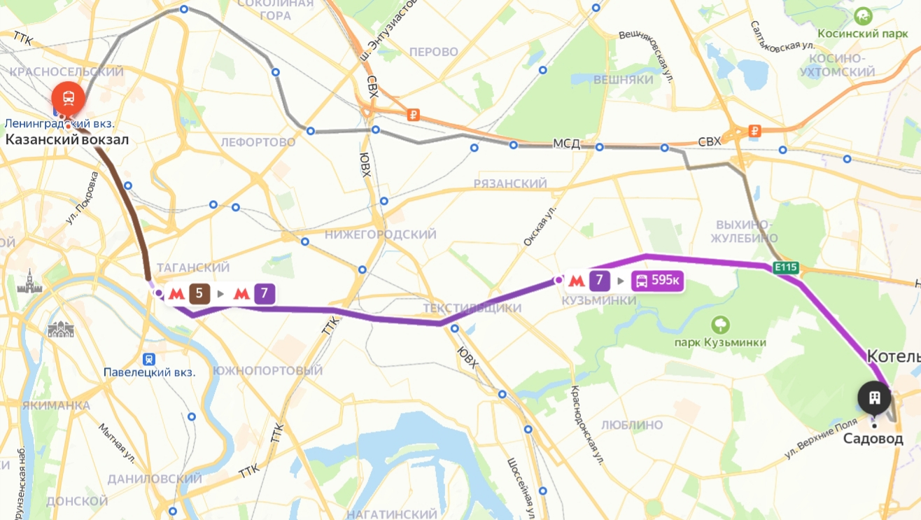 Маршрут от Центрального автовокзала до Садовода